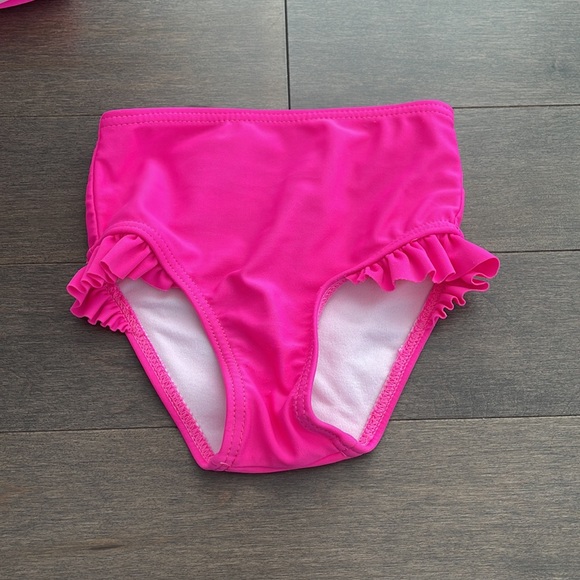 JOE FRESH Baby Girl Bathing Suit Swim Set Two-Piece Pink White Daisy Ruffle - Picture 5 of 13